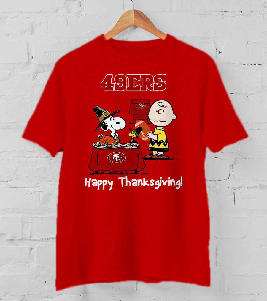 49ers Snoopy And Charlie Brown Thanksgiving T-Shirt
