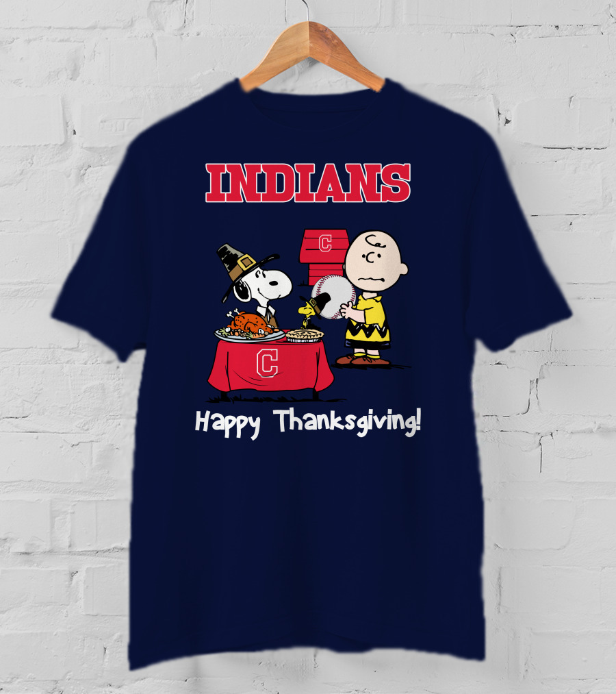 Indians Snoopy Happy Thanksgiving Charlie Brown Peanuts T-Shirt