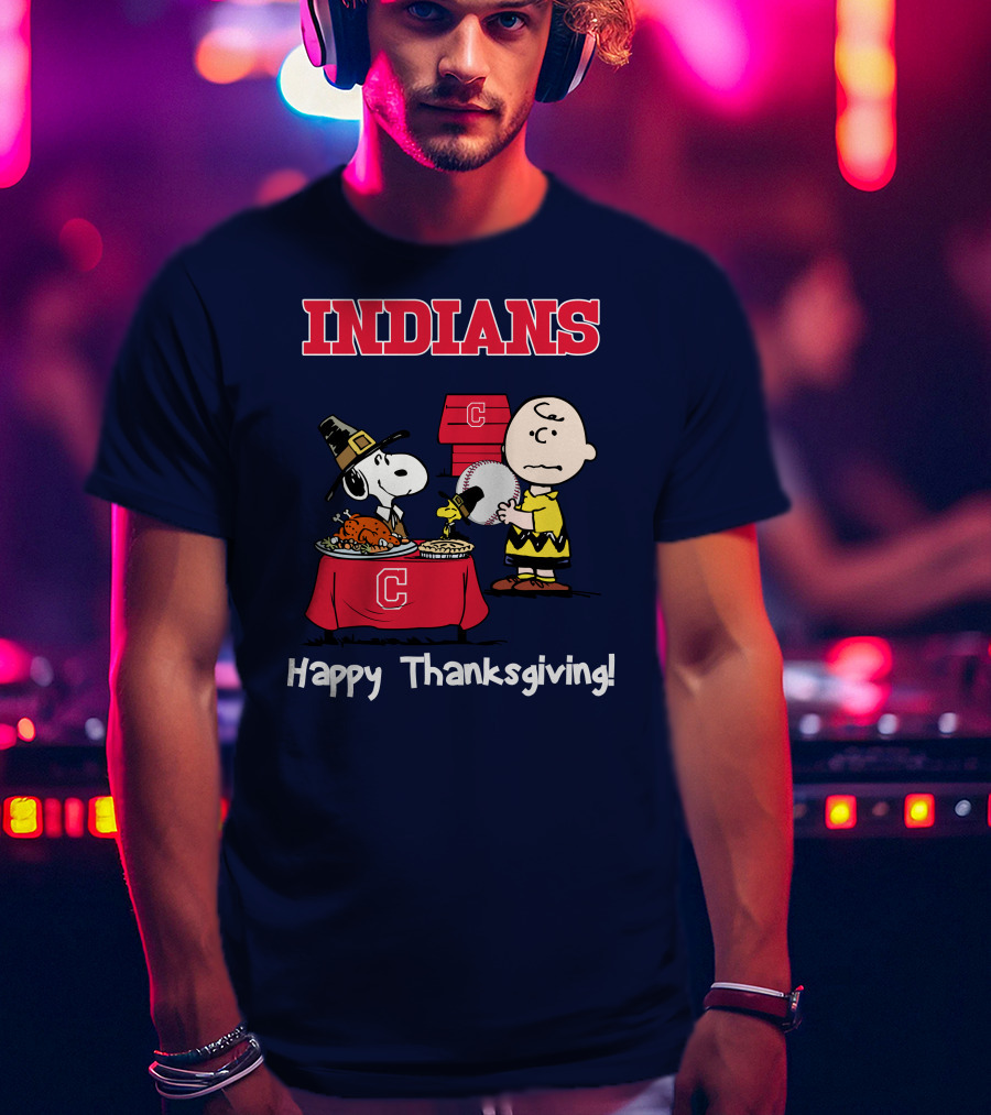 Indians Snoopy Happy Thanksgiving Charlie Brown Peanuts T-Shirt