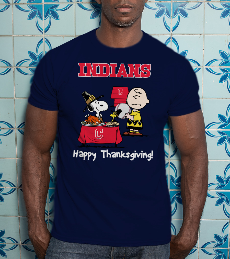 Indians Snoopy Happy Thanksgiving Charlie Brown Peanuts T-Shirt
