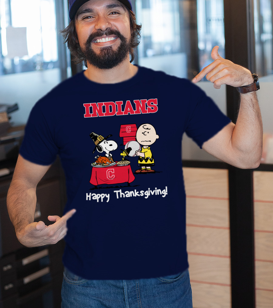 Indians Snoopy Happy Thanksgiving Charlie Brown Peanuts T-Shirt