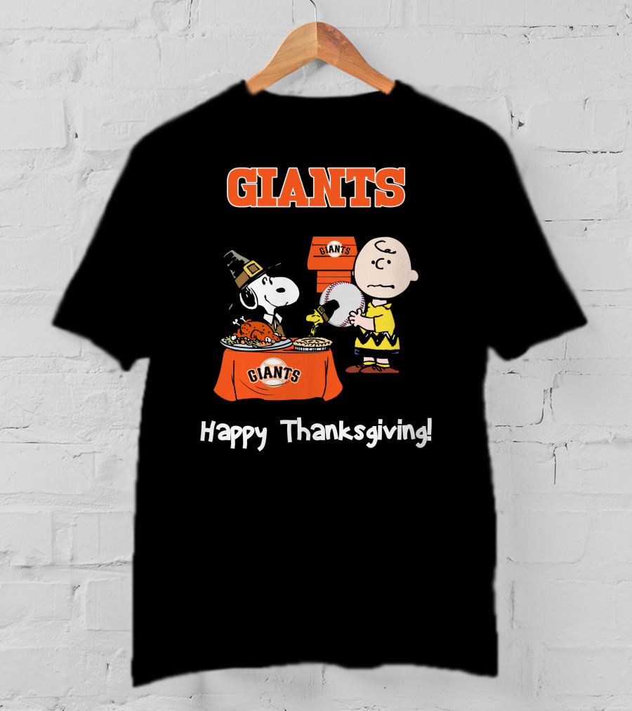 San Francisco Giants Snoopy Charlie Brown Happy Thanksgiving T-Shirt