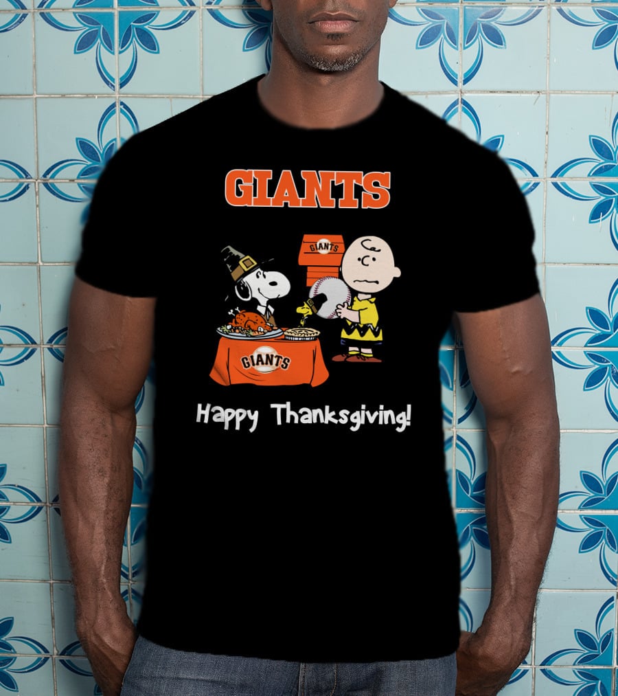 San Francisco Giants Snoopy Charlie Brown Happy Thanksgiving T-Shirt