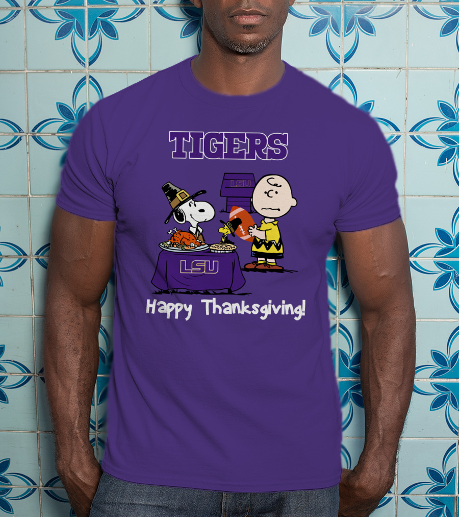 LSU Tigers Snoopy And Charlie Brown Thanksgiving Football T-Shirt
