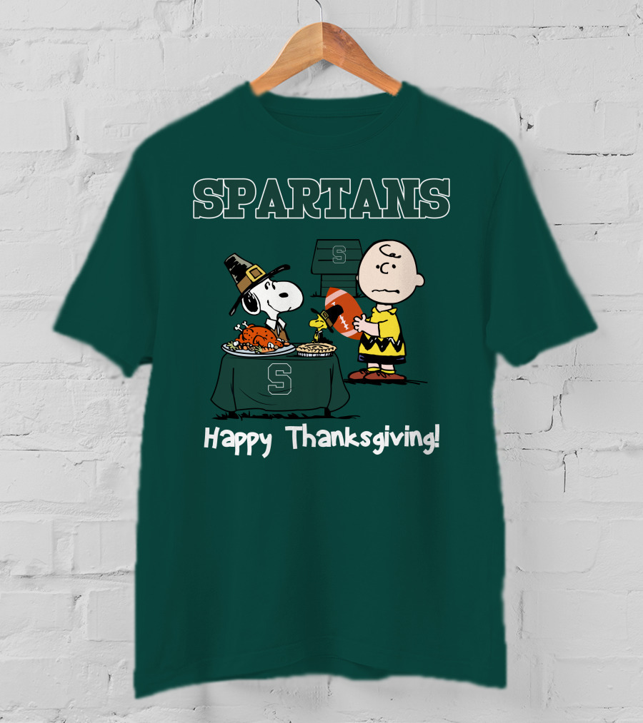 Spartans Snoopy Charlie Brown Thanksgiving Football T-Shirt