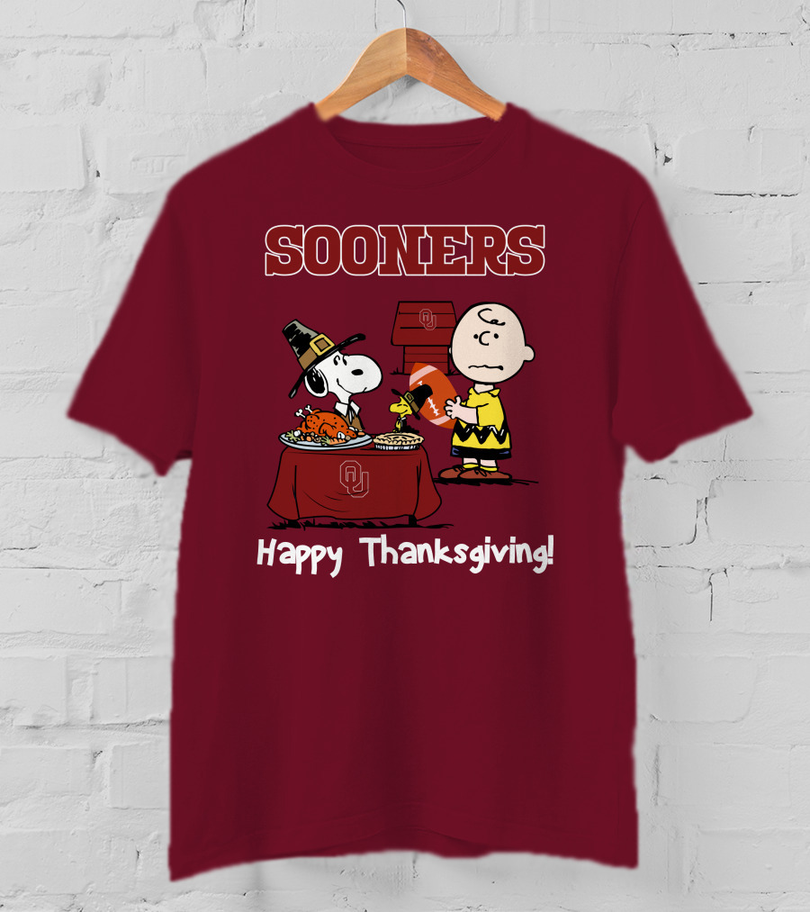 Sooners Happy Thanksgiving Snoopy And Charlie Brown T-Shirt