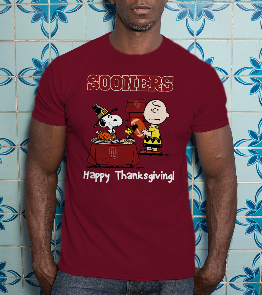 Sooners Happy Thanksgiving Snoopy And Charlie Brown T-Shirt