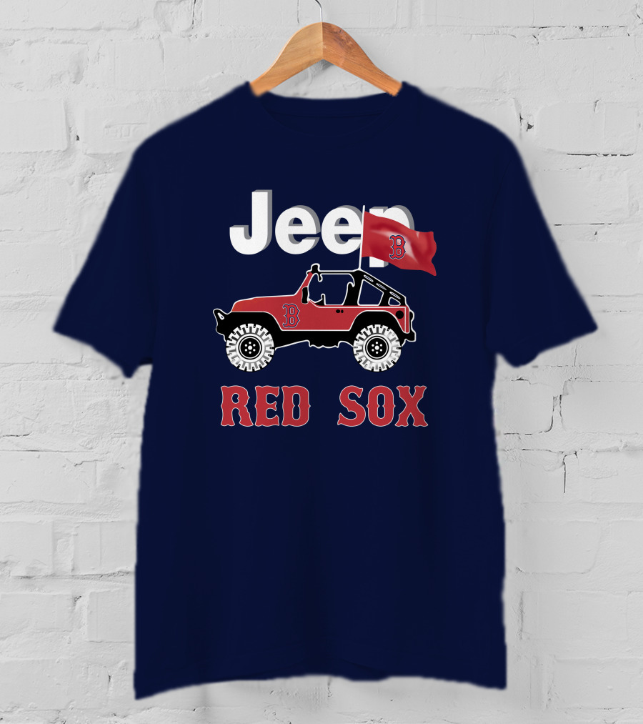 Jeep Red Sox Adventure With Boston Flag T-Shirt