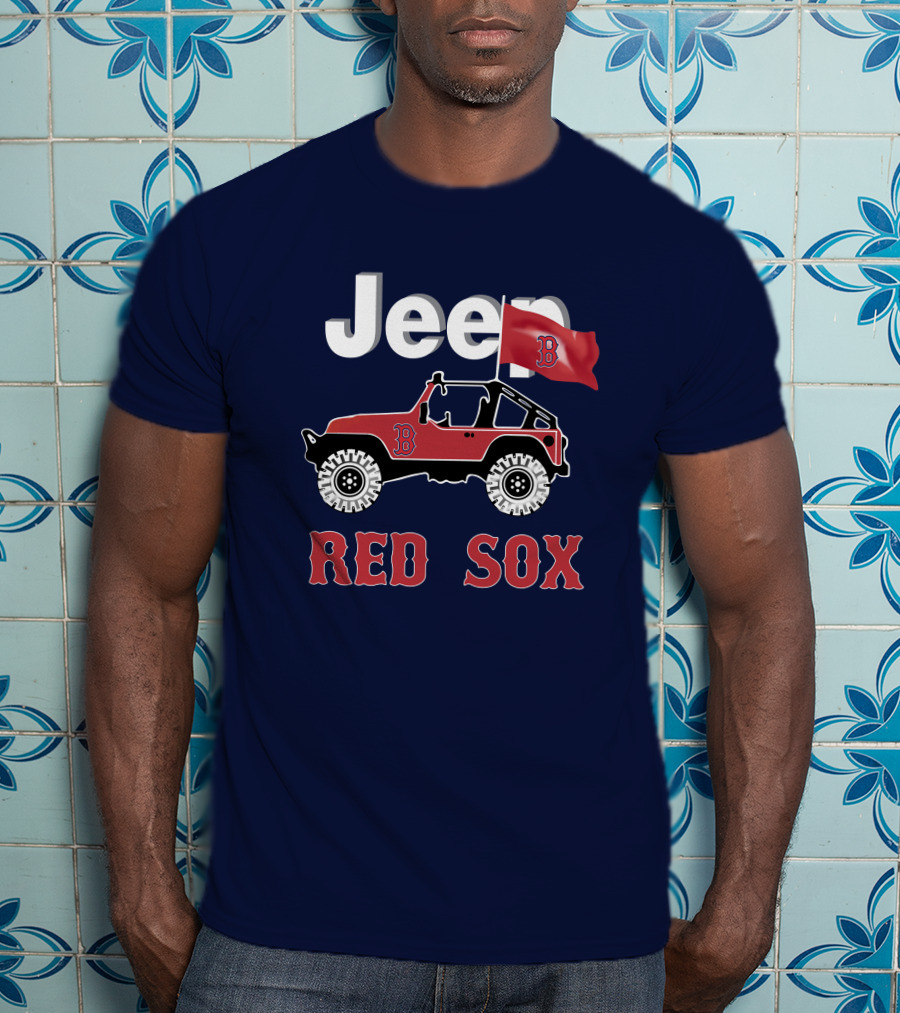 Jeep Red Sox Adventure With Boston Flag T-Shirt