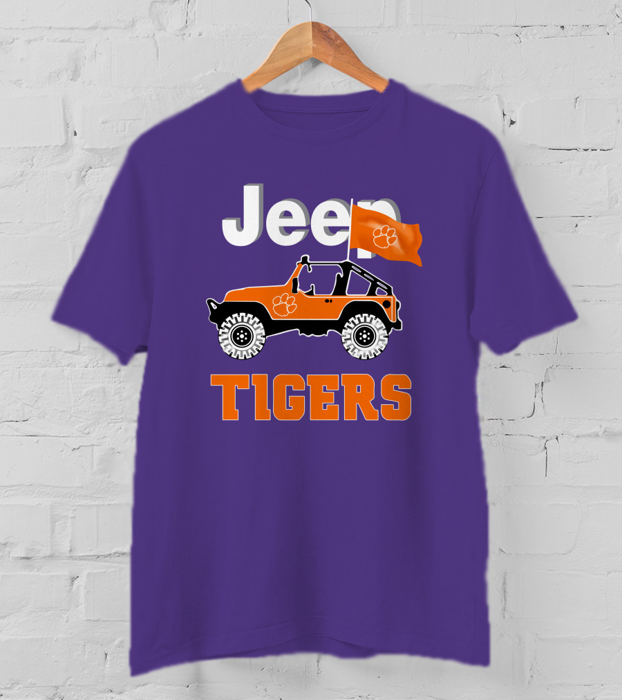 Jeep Clemson Tigers Paw Print Off-Road Enthusiast Flag T-Shirt