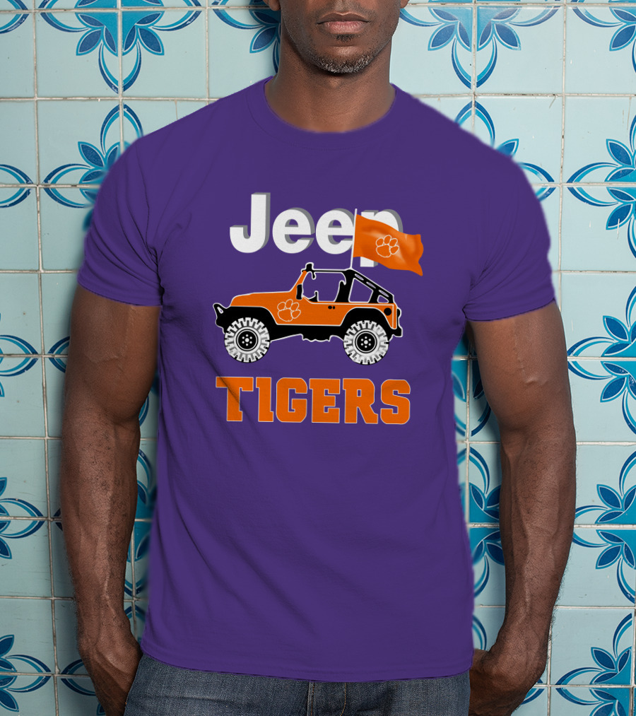 Jeep Clemson Tigers Paw Print Off-Road Enthusiast Flag T-Shirt