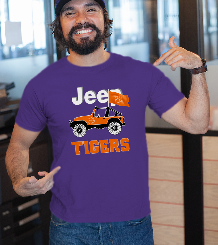 Jeep Clemson Tigers Paw Print Off-Road Enthusiast Flag T-Shirt