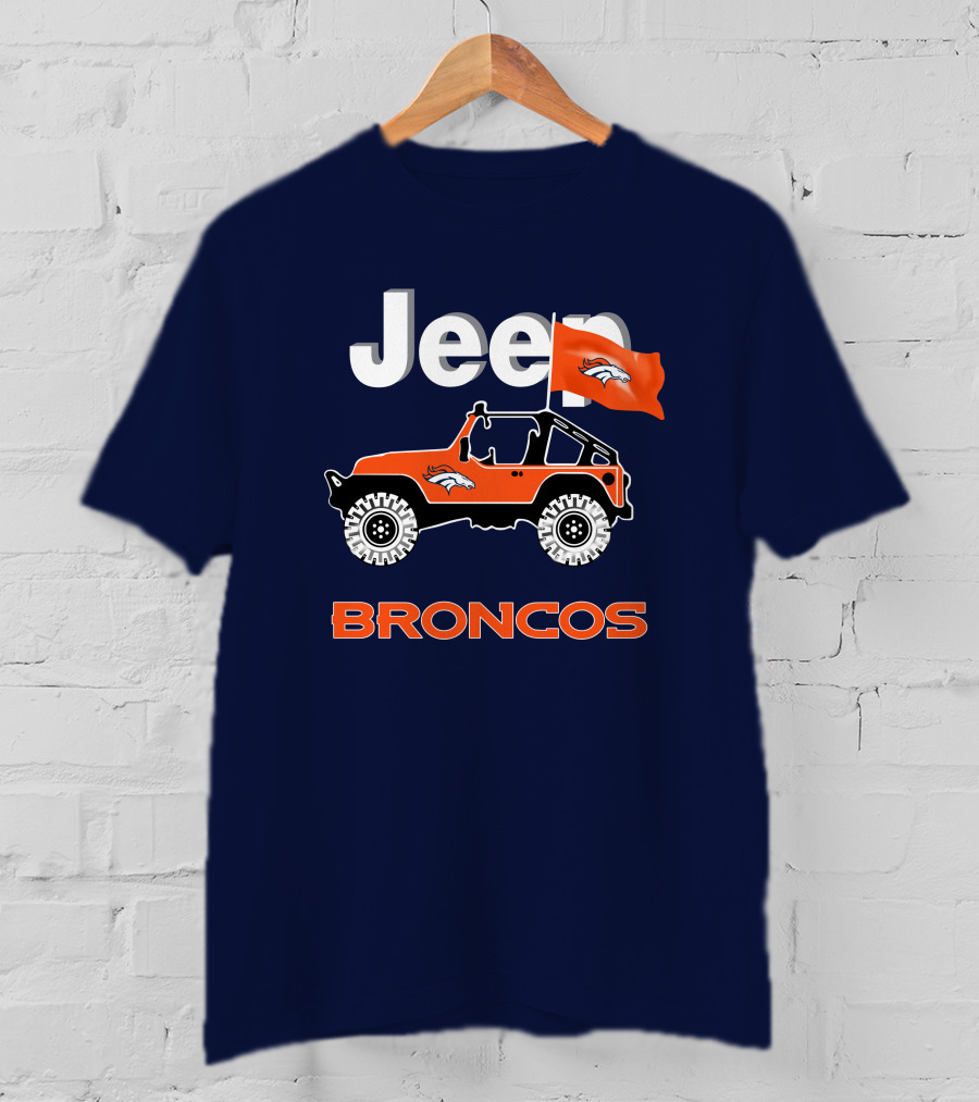 Jeep Broncos Denver Broncos Flag Logo Orange Offroad Fan Gear T-Shirt