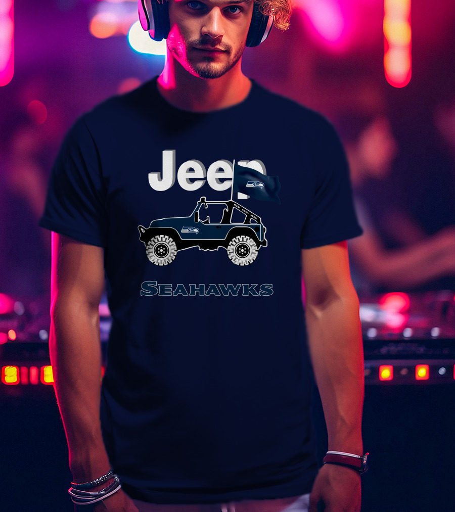 Jeep Seattle Seahawks Graphic Flag T-Shirt