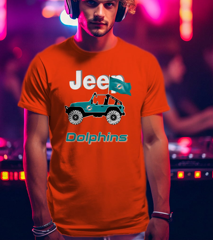 Jeep Dolphins Miami Flag Adventure T-Shirt