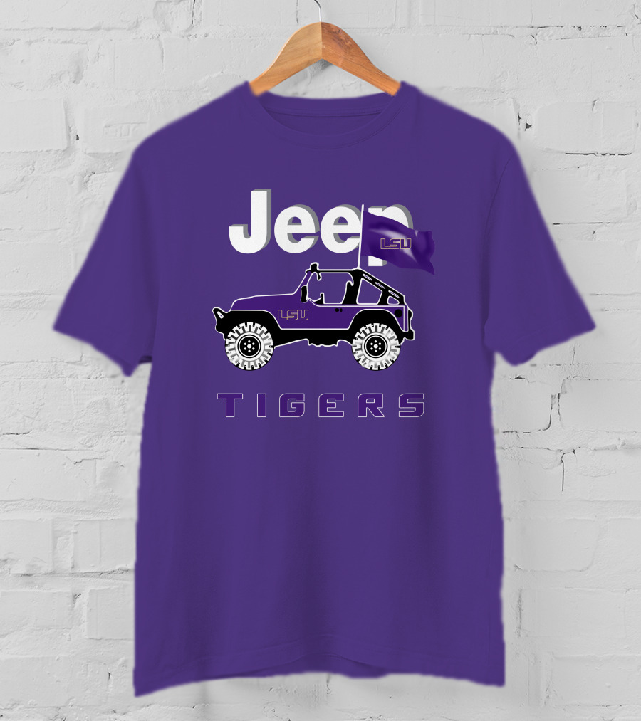 Jeep Lsu Tigers Purple Flag T-Shirt