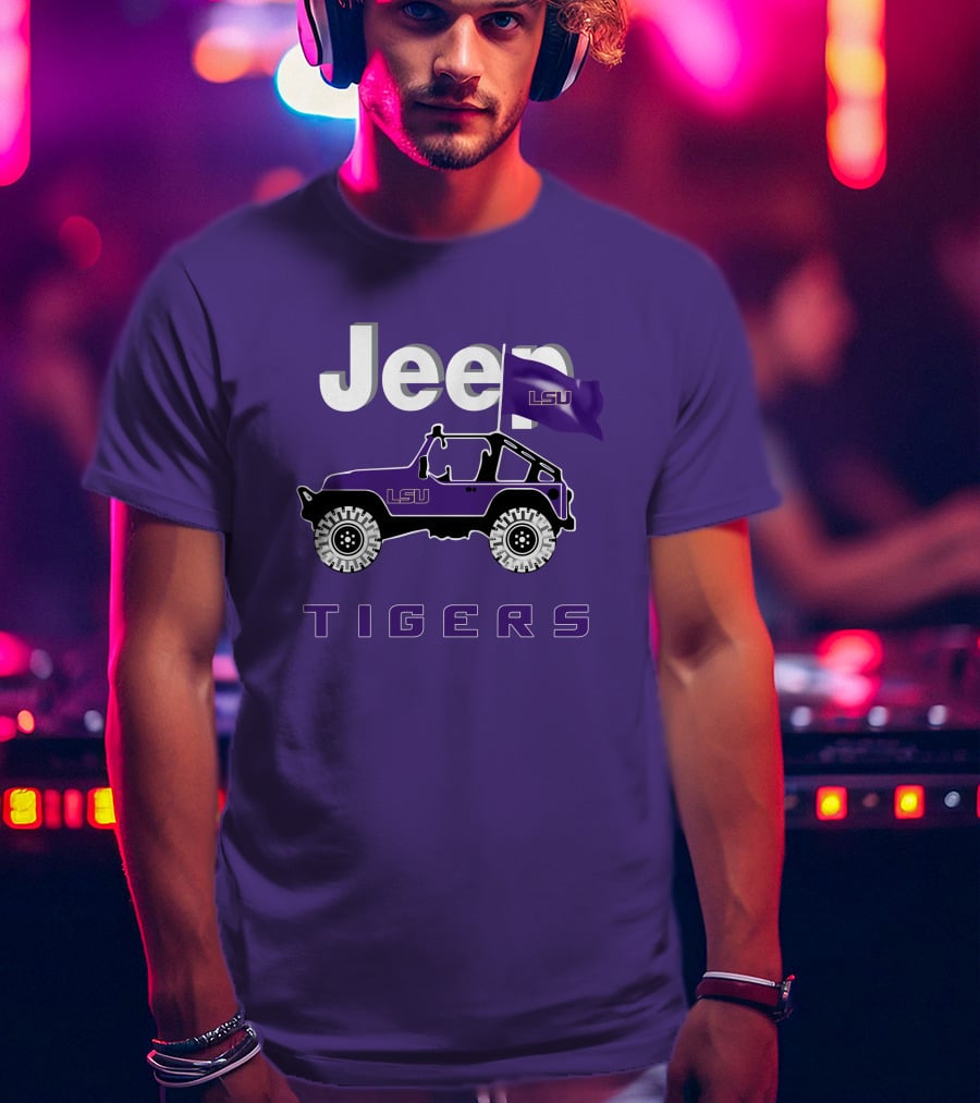 Jeep Lsu Tigers Purple Flag T-Shirt