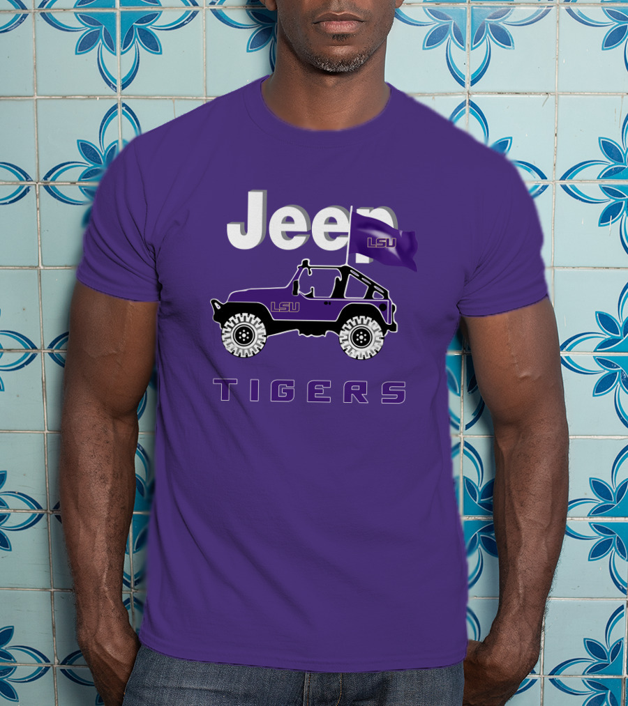 Jeep Lsu Tigers Purple Flag T-Shirt