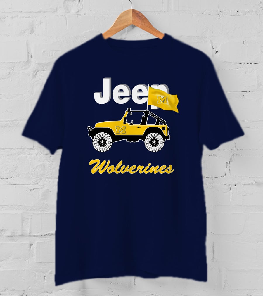 Jeep Michigan Wolverines M Flag Yellow T-Shirt