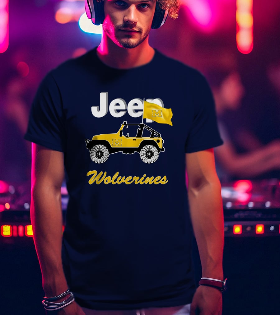 Jeep Michigan Wolverines M Flag Yellow T-Shirt