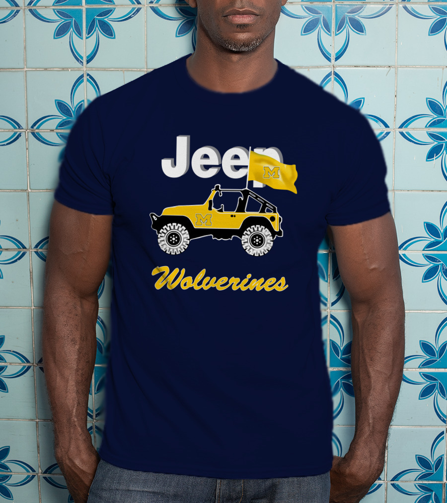 Jeep Michigan Wolverines M Flag Yellow T-Shirt