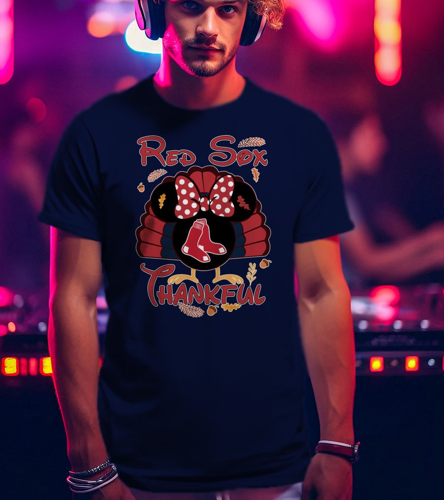 Red Sox Thankful Minnie Thanksgiving Turkey T-Shirt