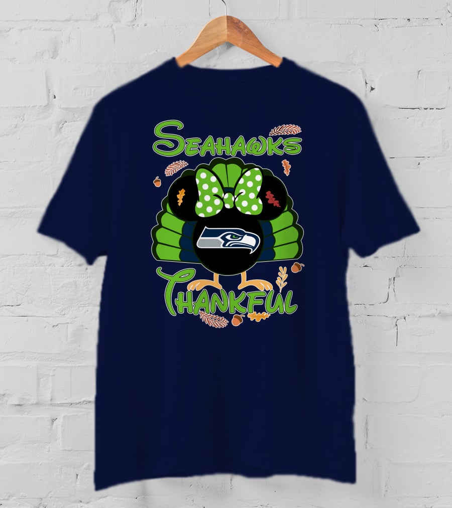 Seahawks Thankful Thanksgiving Minnie Icon Football T-Shirt