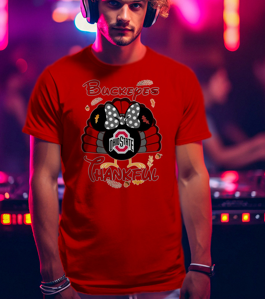 Buckeyes Thankful Ohio State Minnie Thanksgiving T-Shirt