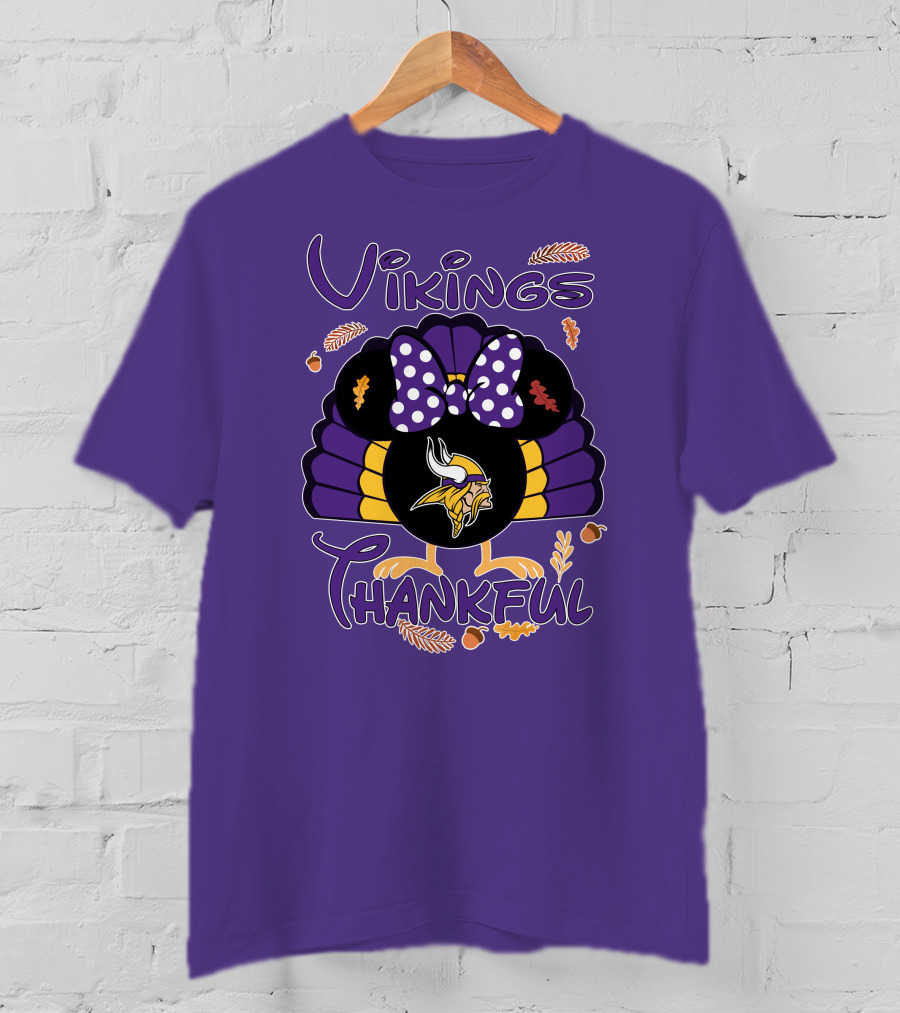 Vikings Thankful Turkey Minnie Thanksgiving T-Shirt