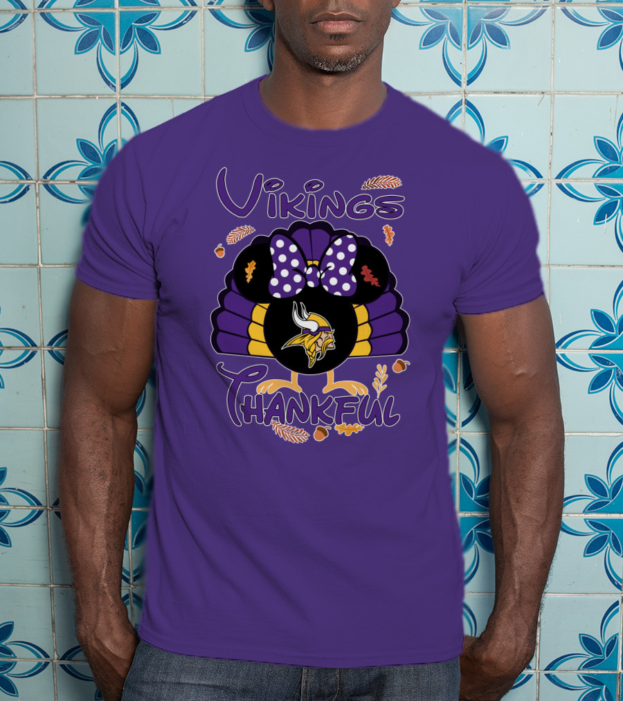 Vikings Thankful Turkey Minnie Thanksgiving T-Shirt