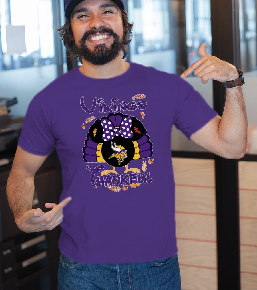 Vikings Thankful Turkey Minnie Thanksgiving T-Shirt