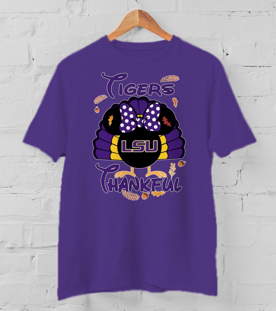 LSU Tigers Thankful Minnie Thanksgiving T-Shirt