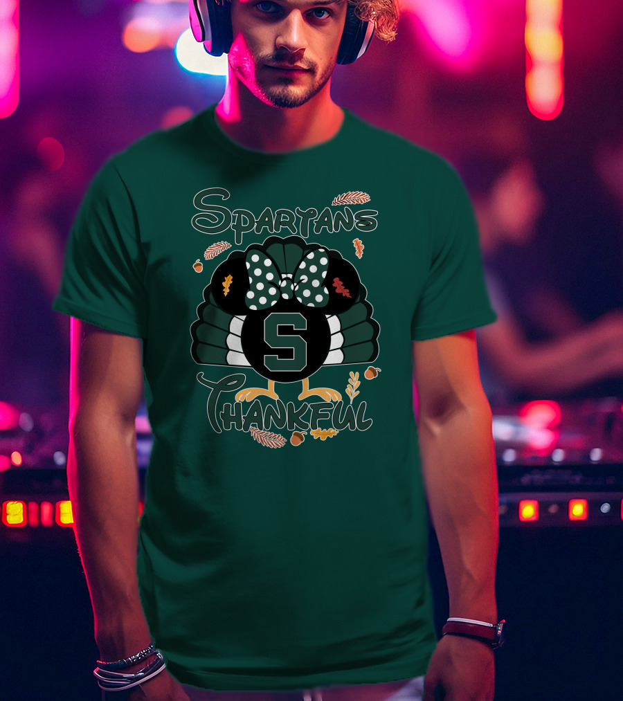 Spartans Thankful Thanksgiving Minnie Michigan State T-Shirt