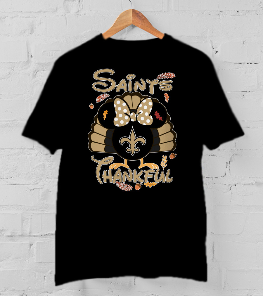 Saints Thankful Minnie New Orleans Thanksgiving T-Shirt