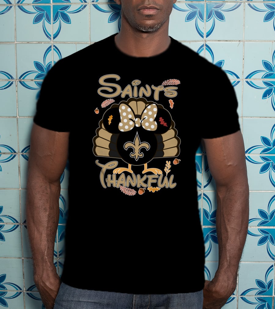 Saints Thankful Minnie New Orleans Thanksgiving T-Shirt