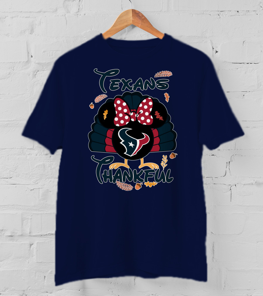 Texans Thankful Minnie Thanksgiving Turkey T-Shirt
