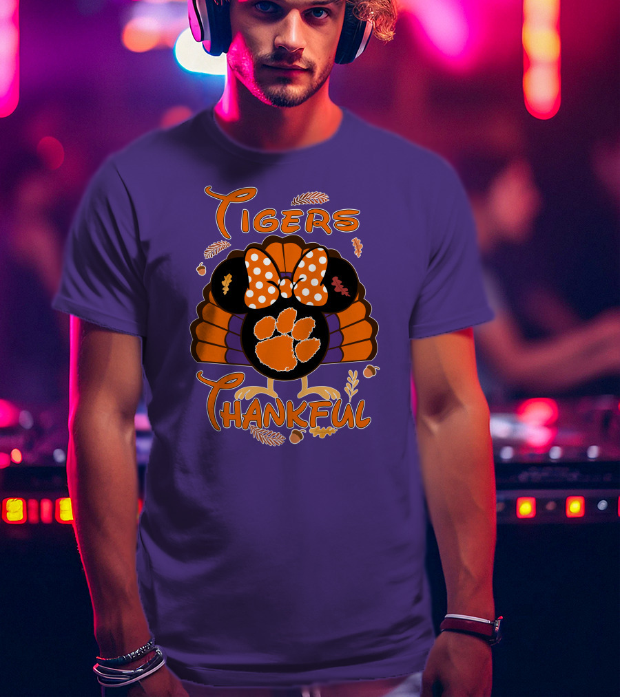 Tigers Thankful Clemson Minnie Thanksgiving T-Shirt