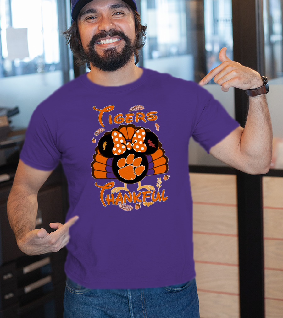 Tigers Thankful Clemson Minnie Thanksgiving T-Shirt