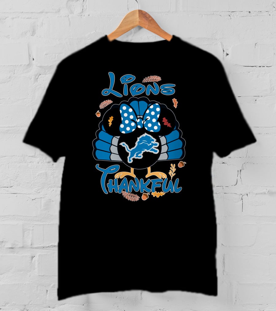 Lions Thankful Detroit Minnie Thanksgiving T-Shirt