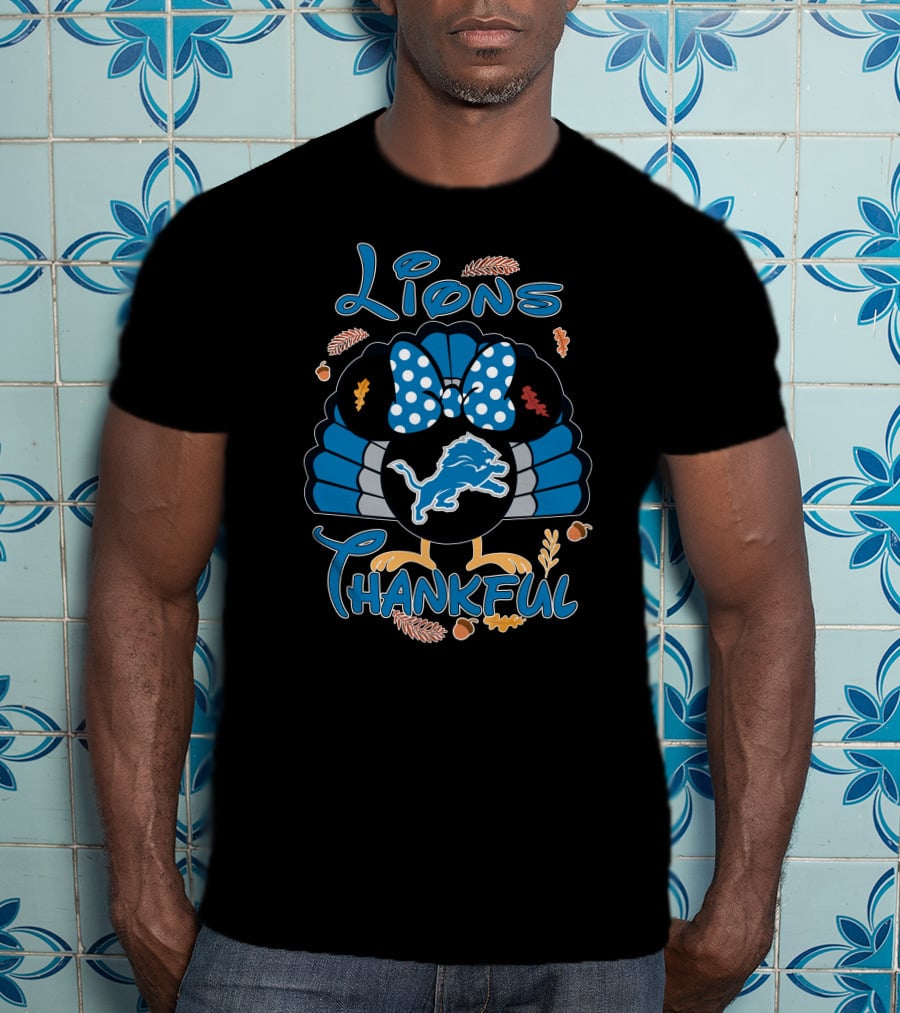 Lions Thankful Detroit Minnie Thanksgiving T-Shirt