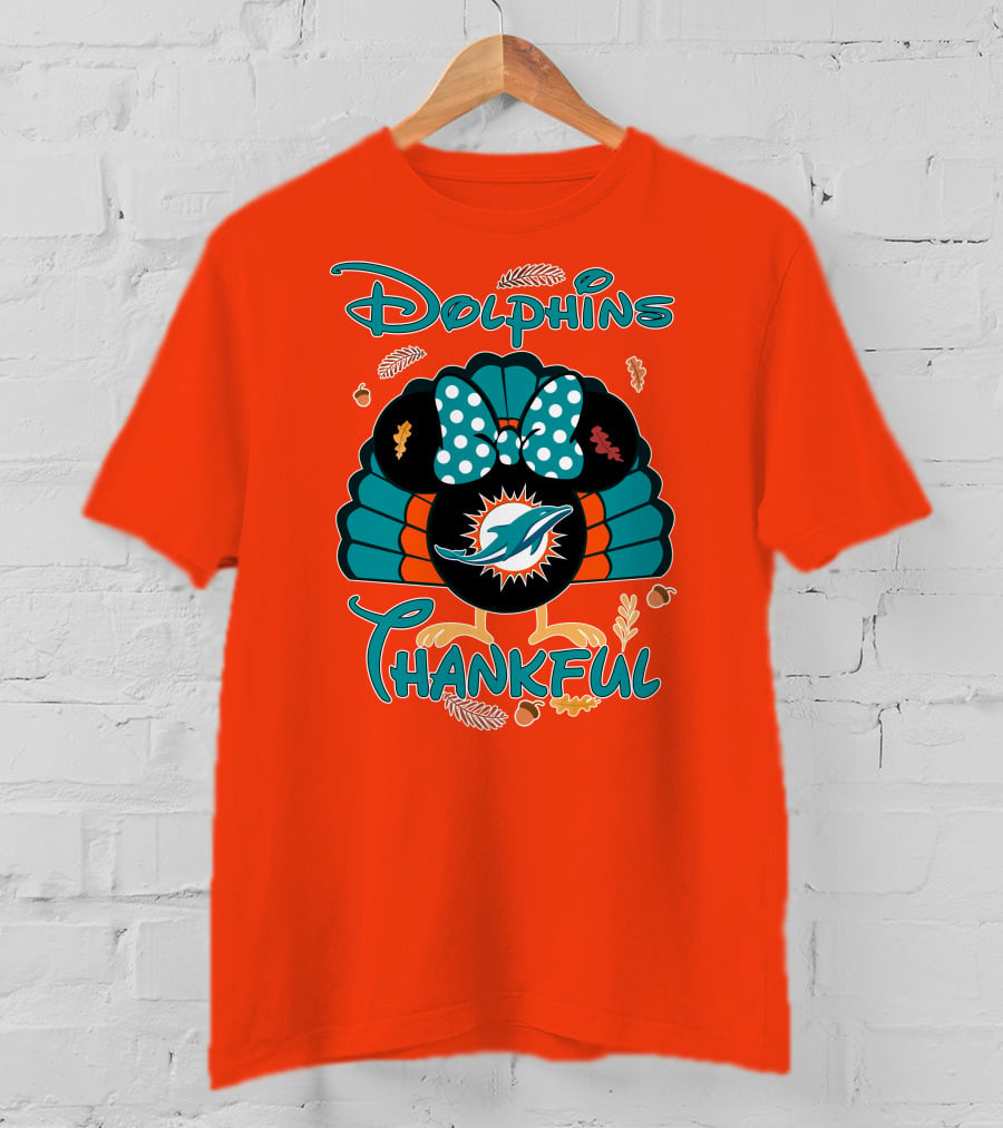 Miami Dolphins Thankful Minnie Thanksgiving T-Shirt