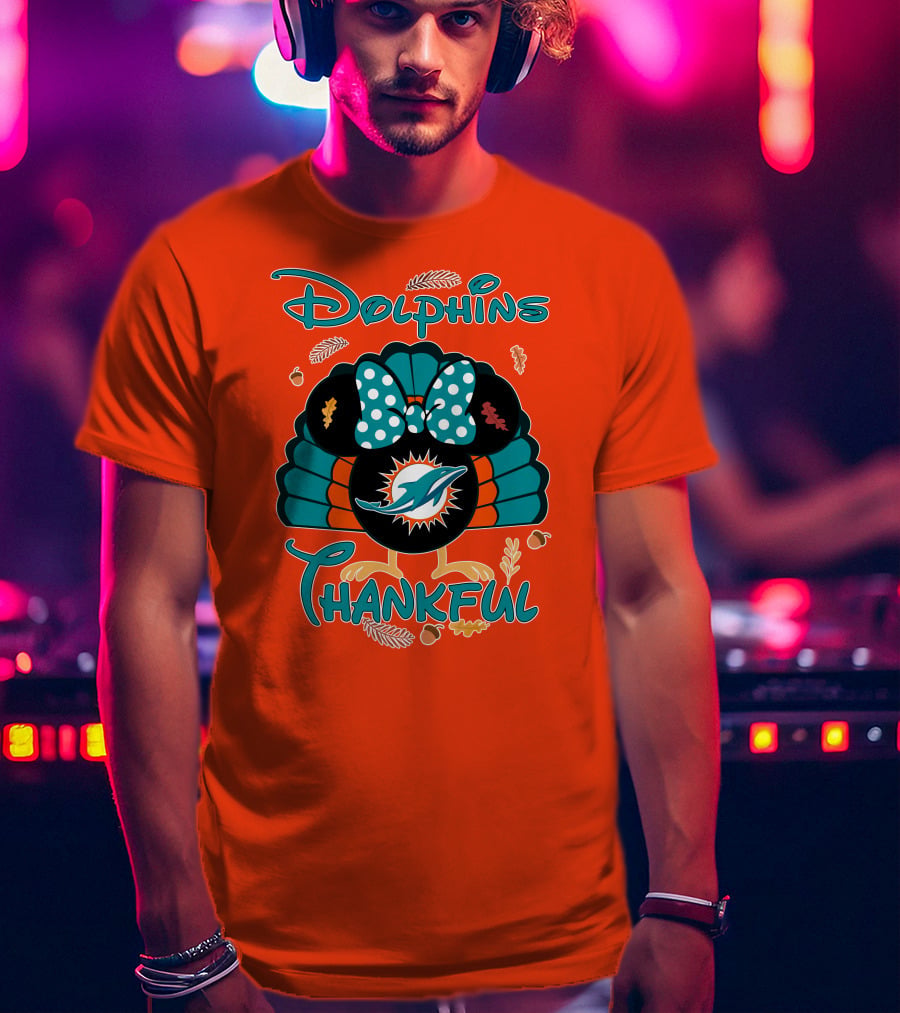 Miami Dolphins Thankful Minnie Thanksgiving T-Shirt