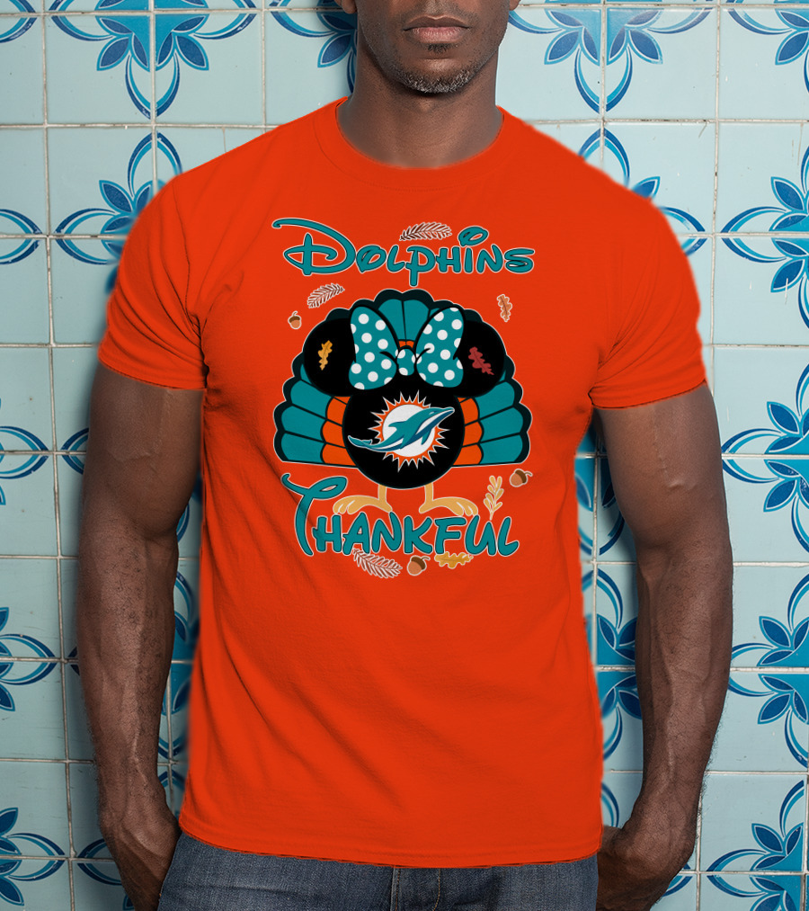Miami Dolphins Thankful Minnie Thanksgiving T-Shirt