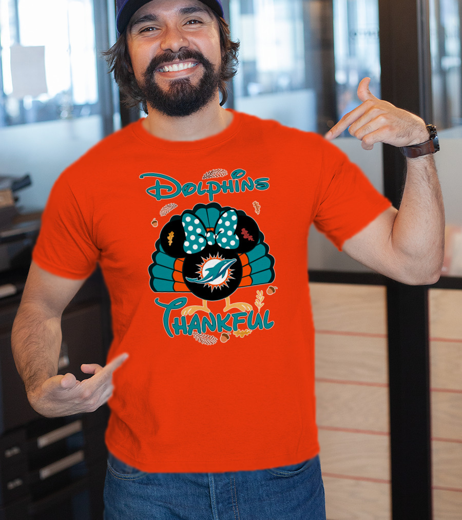 Miami Dolphins Thankful Minnie Thanksgiving T-Shirt