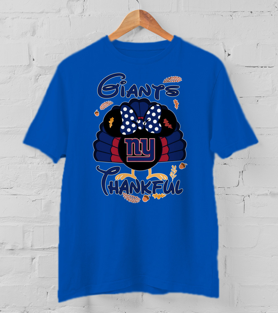 Giants Thankful New York Turkey Minnie Bow T-Shirt