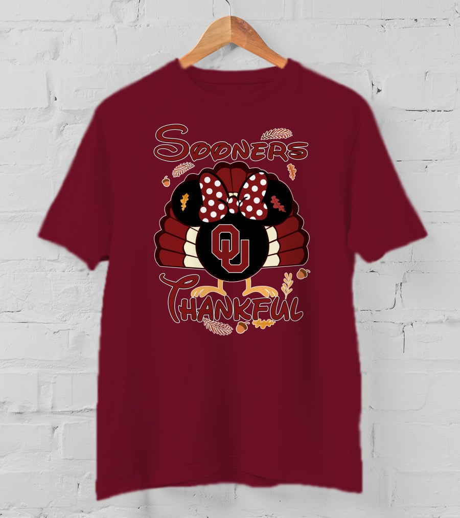 Sooners Thankful Minnie Turkey Thanksgiving OU T-Shirt