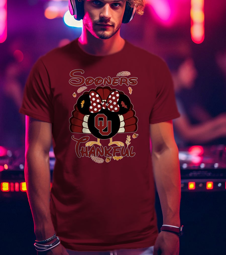Sooners Thankful Minnie Turkey Thanksgiving OU T-Shirt