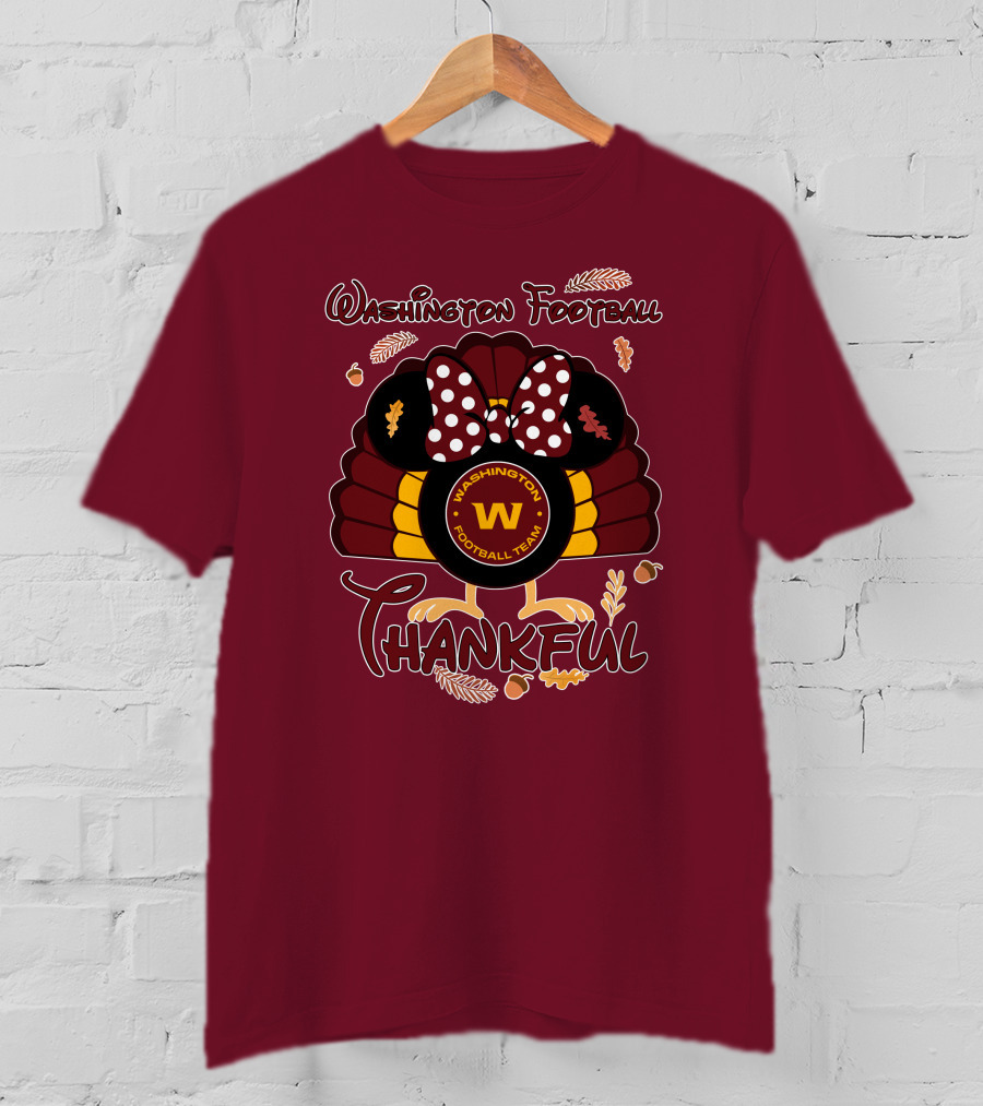 Washington Football Team Minnie Thankful Thanksgiving T-Shirt
