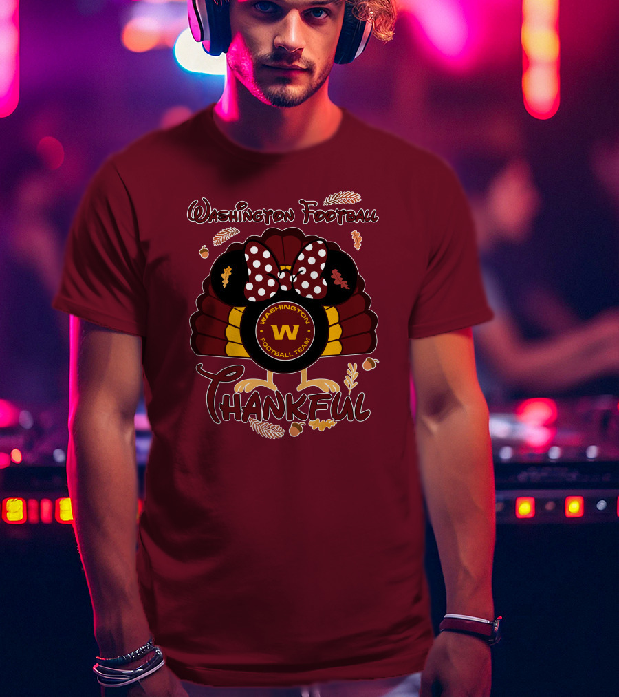 Washington Football Team Minnie Thankful Thanksgiving T-Shirt