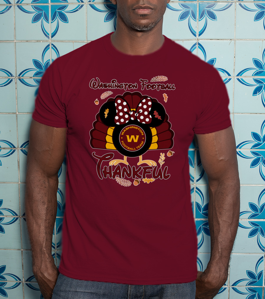 Washington Football Team Minnie Thankful Thanksgiving T-Shirt